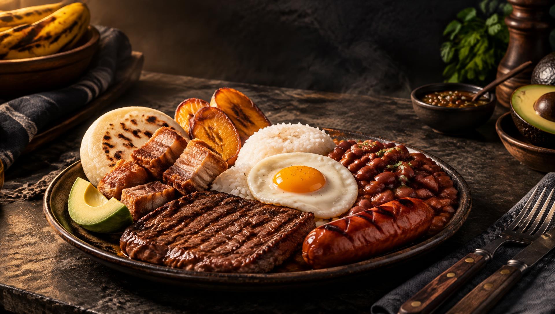 Bandeja Paisa shared at the table
